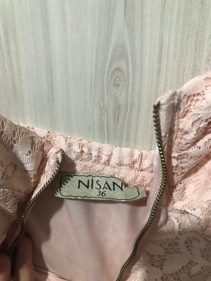 Pudra Dantelli Abiye Elbise - Görsel 5