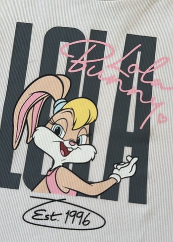 Kız Çocuk Beyaz Baskılı Pamuklu Tişört - Görsel 2