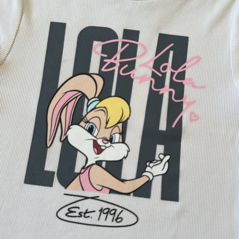 Kız Çocuk Beyaz Baskılı Pamuklu Tişört - Görsel 2