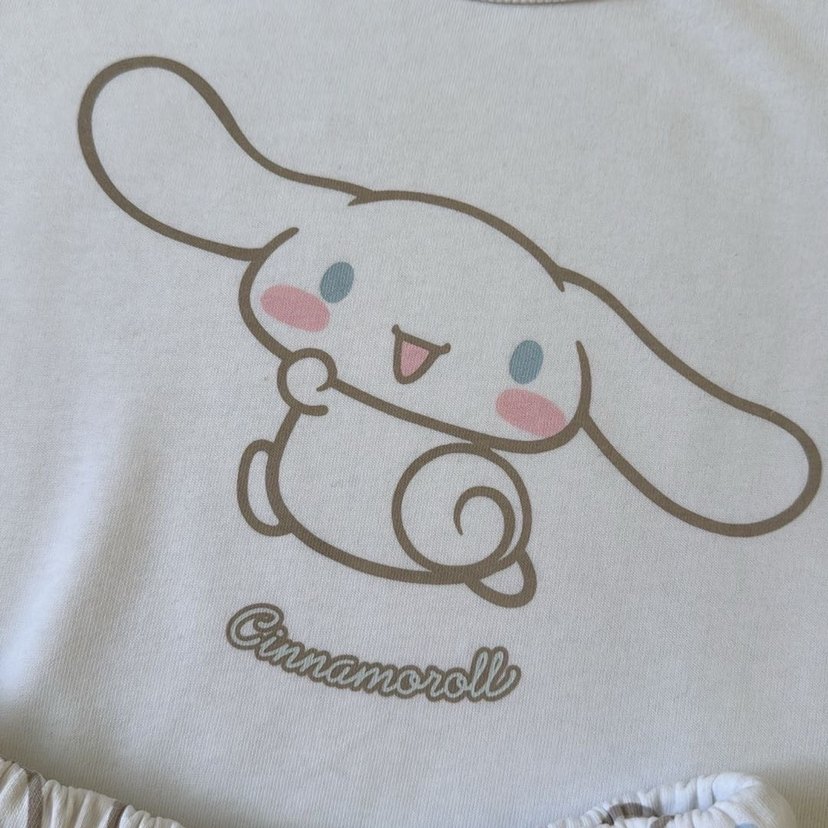 Beyaz Baskılı Kısa Kollu Hamile Pijama Takımı - Görsel 2