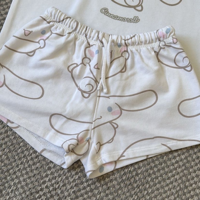 Beyaz Baskılı Kısa Kollu Hamile Pijama Takımı - Görsel 3