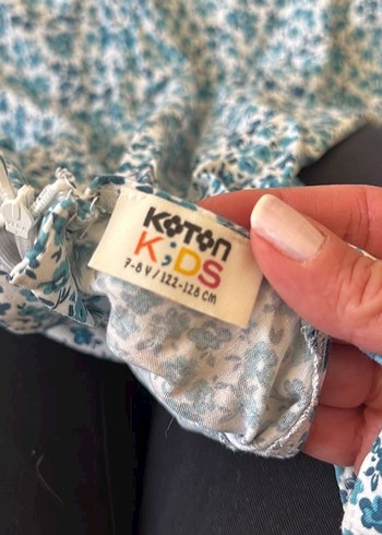 Kız Çocuk Turkuaz Çiçekli Bohem Elbise - Görsel 4