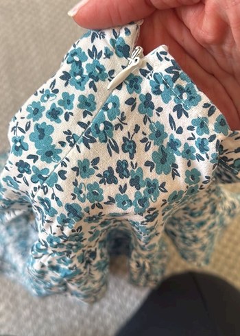 Kız Çocuk Turkuaz Çiçekli Bohem Elbise - Görsel 5