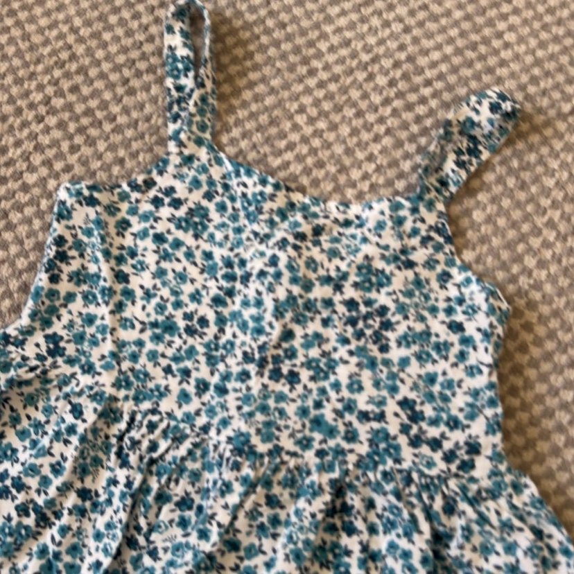 Kız Çocuk Turkuaz Çiçekli Bohem Elbise - Görsel 3