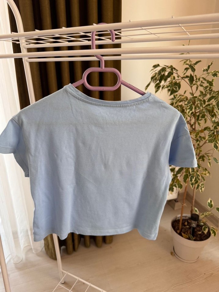 Mavi Kız Çocuk Kısa Kollu Baskılı Tişört - Görsel 4