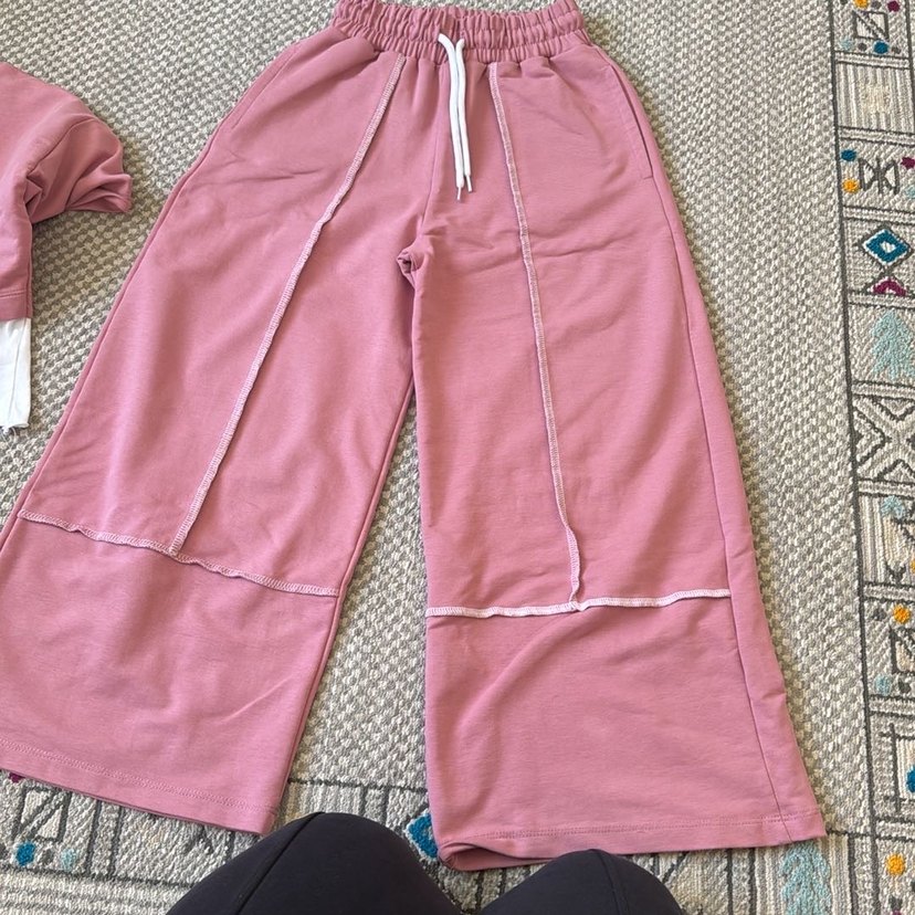 Pembe Baskılı Pamuklu Kız Çocuk Takım - Görsel 5