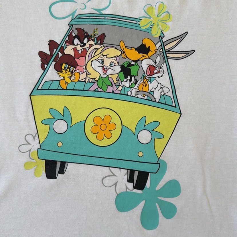 Baskılı Beyaz Kız Tişörtü, Kısa Kollu, Pamuk - Görsel 2