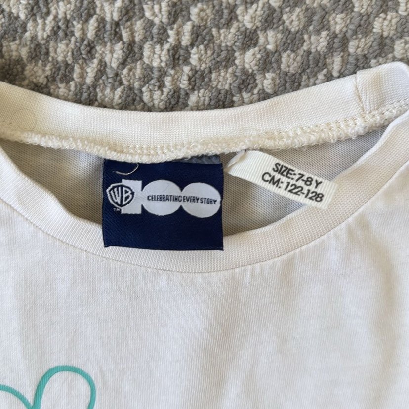 Baskılı Beyaz Kız Tişörtü, Kısa Kollu, Pamuk - Görsel 3