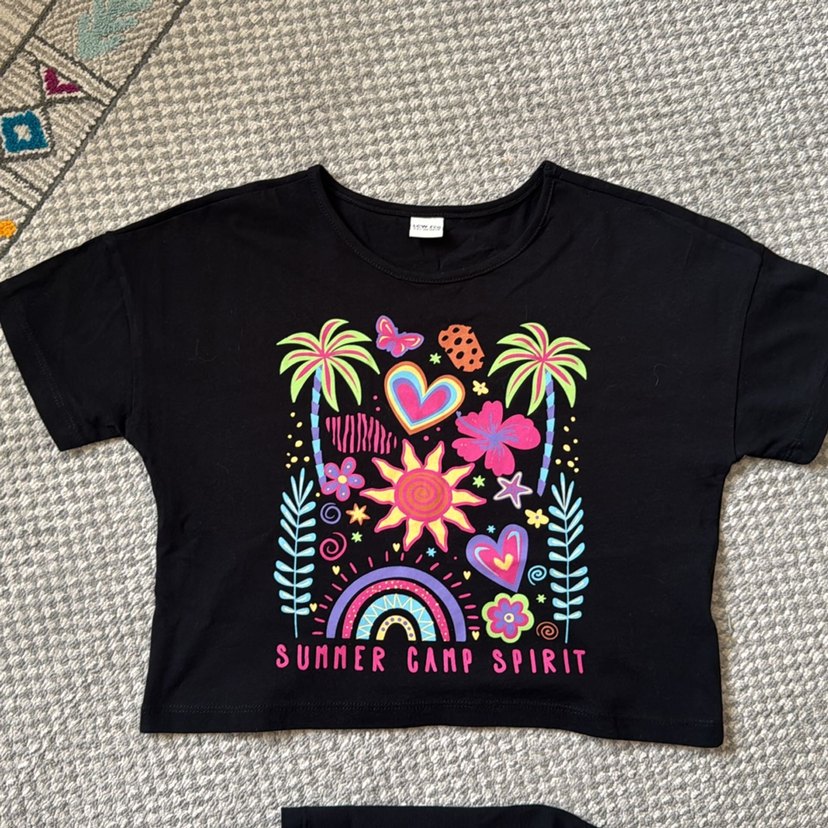 Renkli Baskılı Kız Bebek Kısa Kollu Takım - Görsel 2