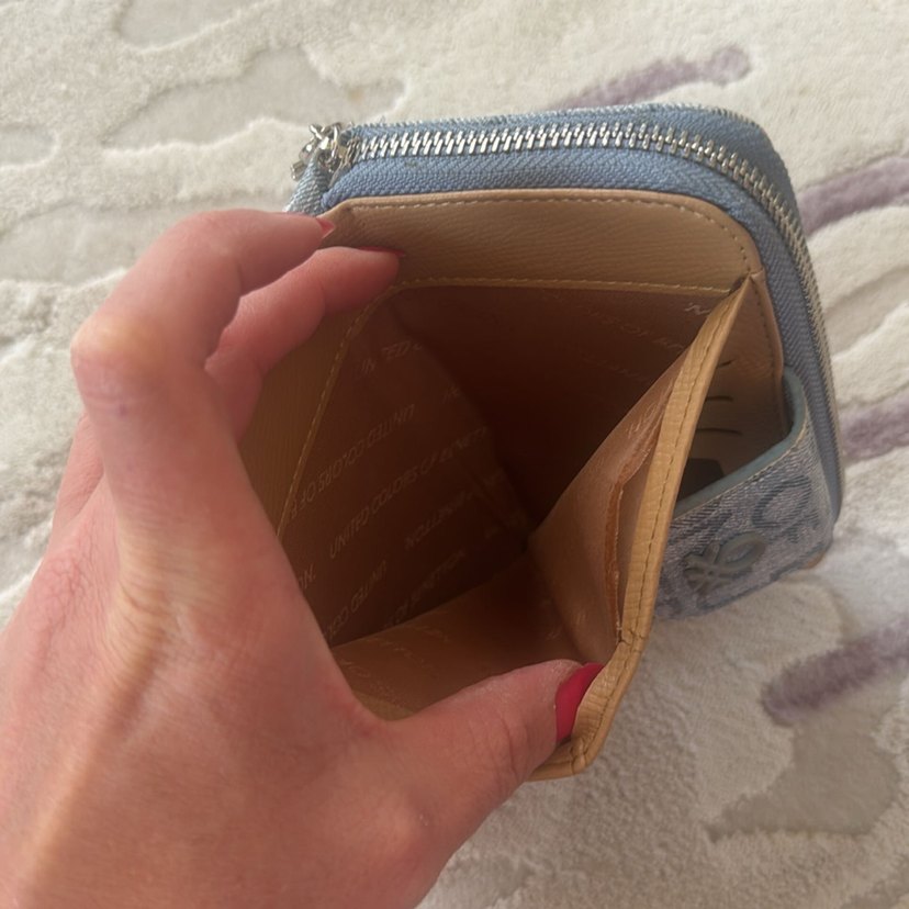 Gri Baskılı Kot Kumaş Kadın Cüzdanı benetton - Görsel 3