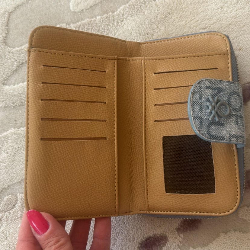 Gri Baskılı Kot Kumaş Kadın Cüzdanı benetton - Görsel 2