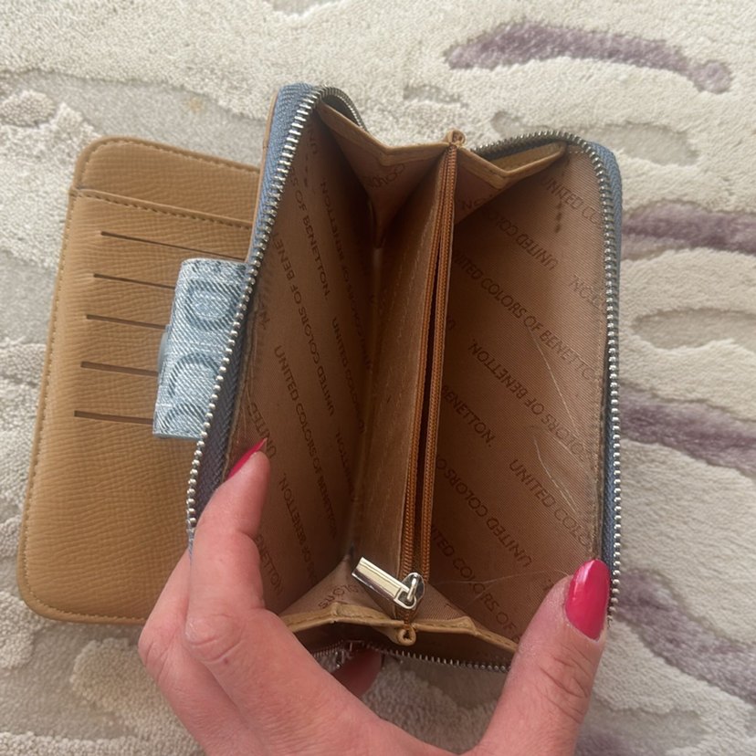 Gri Baskılı Kot Kumaş Kadın Cüzdanı benetton - Görsel 4