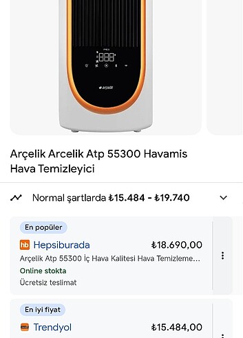 Arçelik Hava Temizleyici - Görsel 9