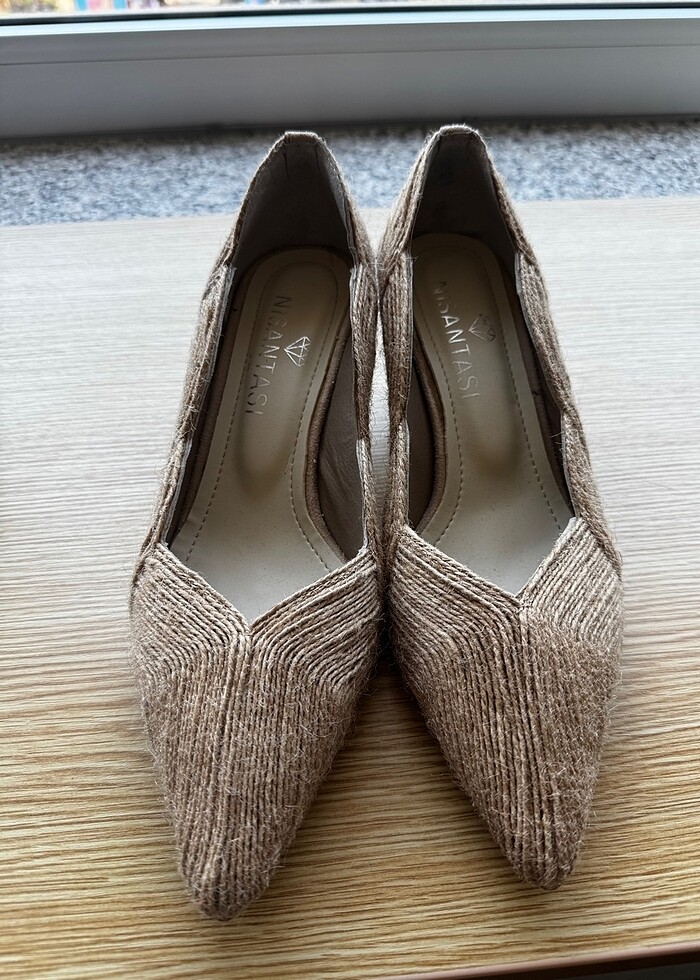 Hasır yazlık topuklu ayakkabı - Görsel 2