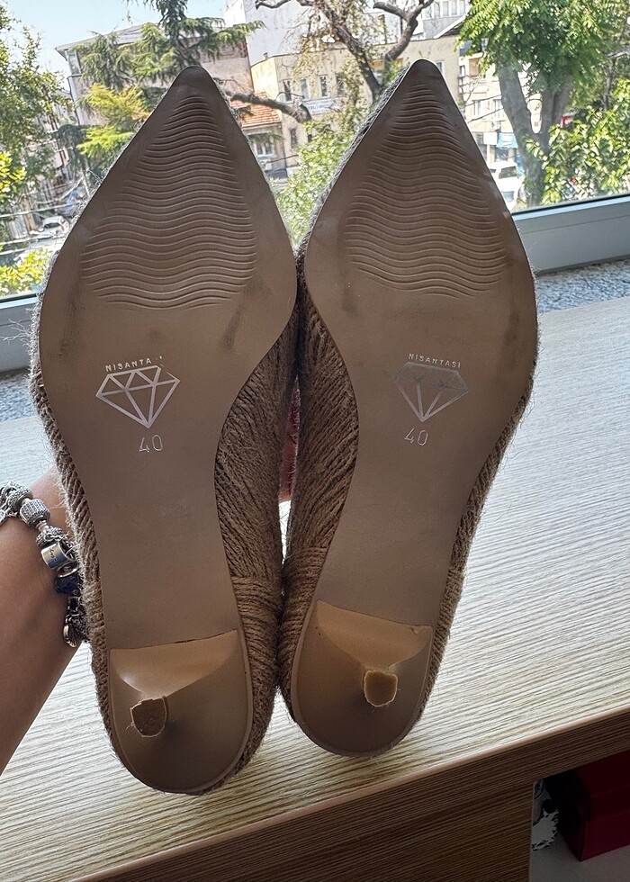 Hasır yazlık topuklu ayakkabı - Görsel 4