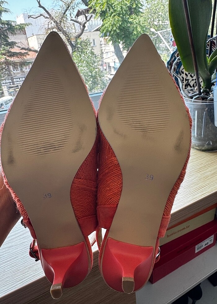 Turuncu yazlık topuklu - Görsel 5