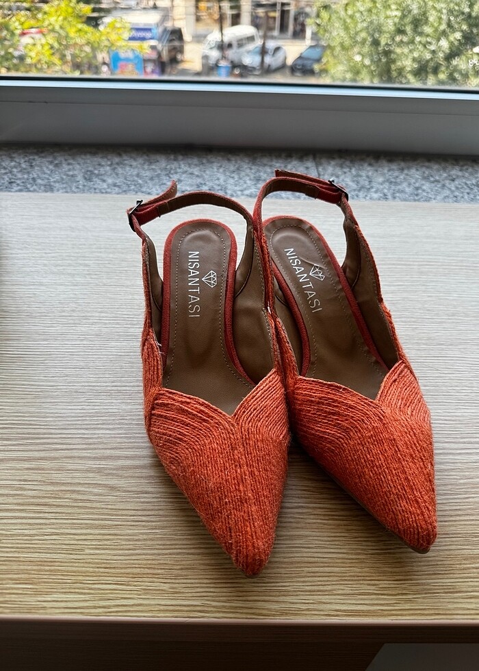 Turuncu yazlık topuklu - Görsel 2
