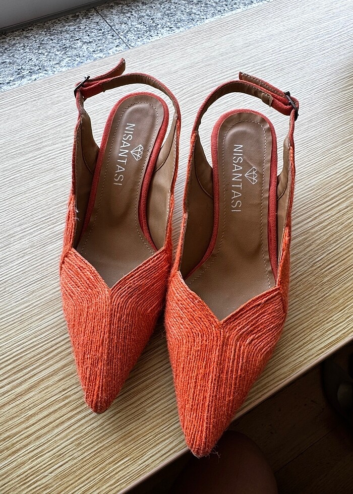 Turuncu yazlık topuklu - Görsel 4