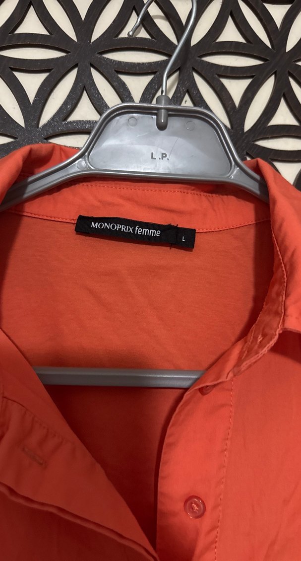 Kısa Kollu turuncu Keten Gömlek Monoprix yurtdışı markası - Görsel 2