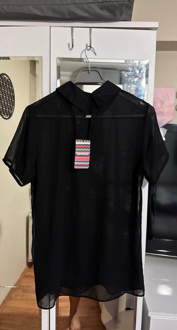 Siyah Transparan Kısa Kollu Gömlek - Görsel 2