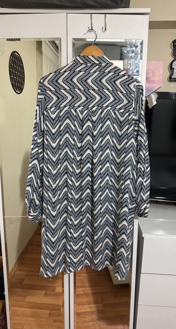 Bohem Zebra Desenli V Yaka Hamile Bluz - Görsel 3