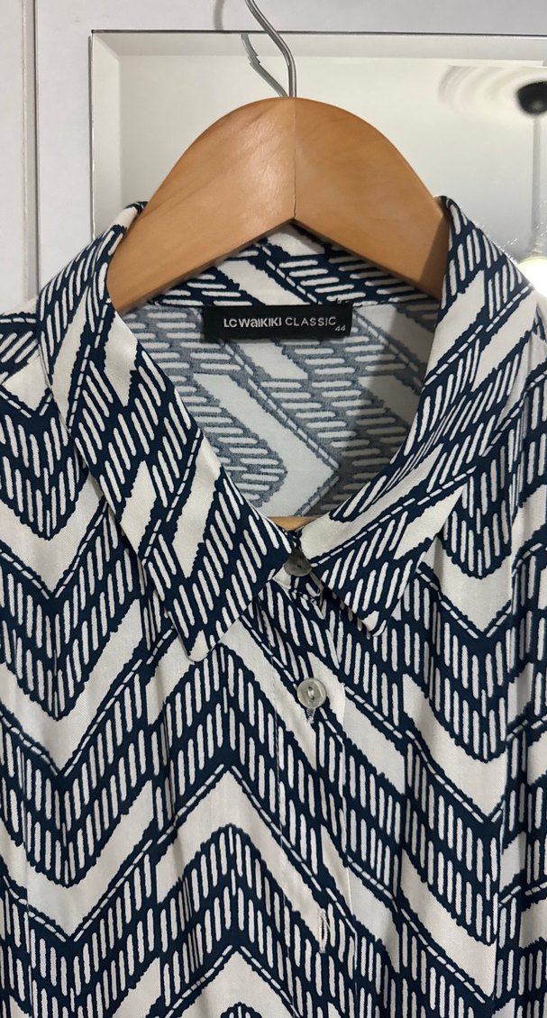 Bohem Zebra Desenli V Yaka Hamile Bluz - Görsel 2