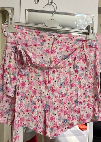 Fermuarlı Pembe Mini Etek