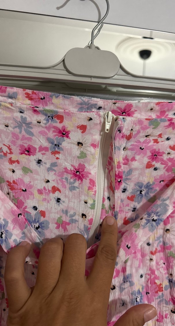 Fermuarlı Pembe Mini Etek - Görsel 2