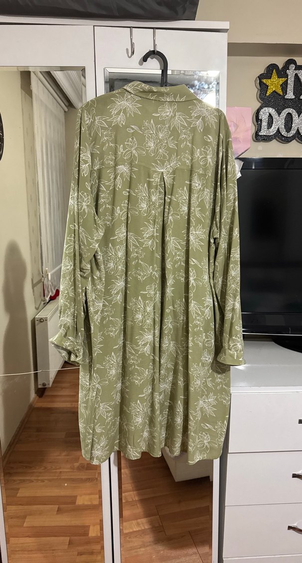 Düğmeli Midi Hamile Tunik, Uzun Kollu, Haki - Görsel 3