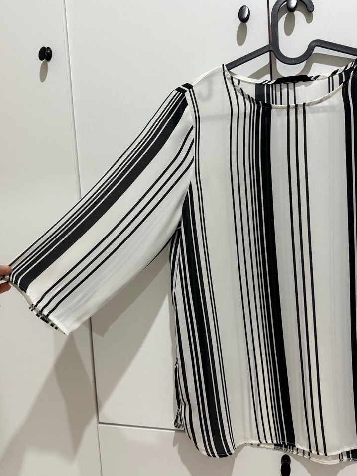 Çizgili Kadın Bluz - Görsel 3