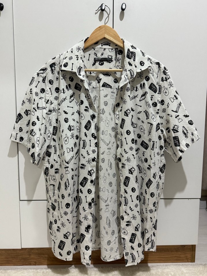 Desenli Pamuklu Erkek Kısa Kollu Gömlek - Görsel 4