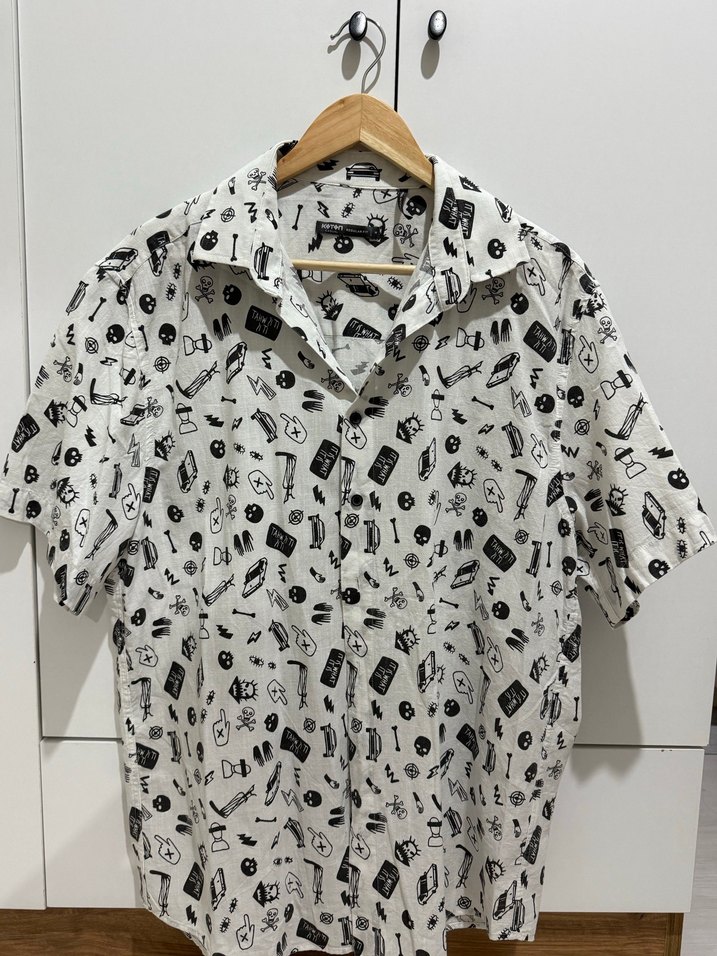 Desenli Pamuklu Erkek Kısa Kollu Gömlek - Görsel 3
