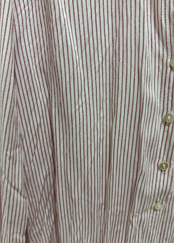 Pembe Çizgili Kadın Gömlek - Görsel 3