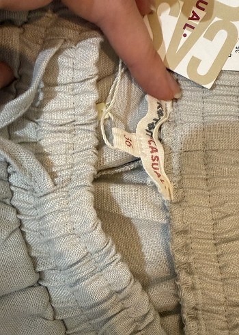 Kadın Bej Keten Salaş Bermuda Şort - Görsel 3