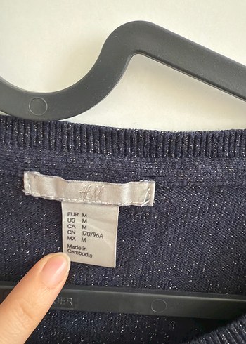 Lacivert Kadın Uzun Kollu Simli Triko Kazak - Görsel 2