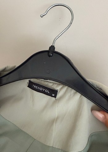 Mint yeşili bel bağlamalı trençkot - Görsel 3