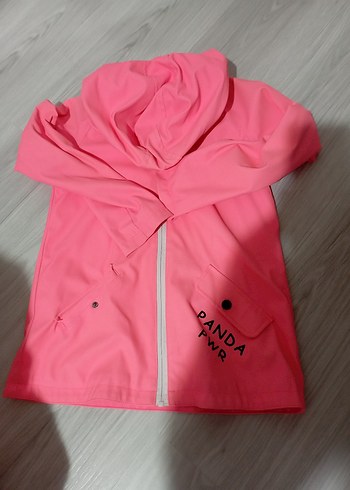 Kız Çocuk Kapüşonlu Pembe Fermuarlı Yağmurluk - Görsel 8