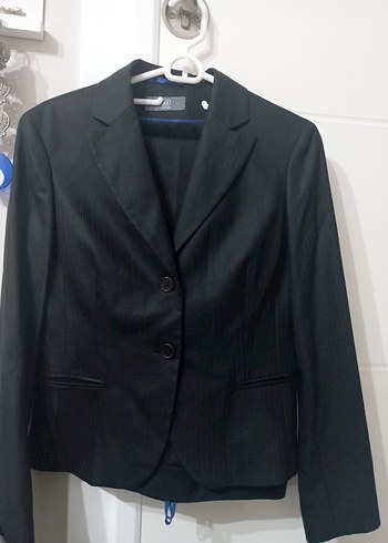 Kadın Siyah Düğmeli Ofis Takım Ceketi - Görsel 5