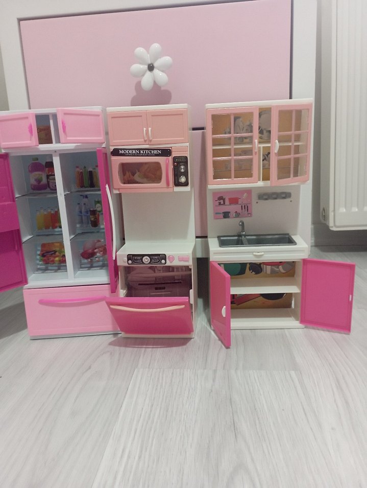 Pembe Çocuk Oyuncak Mutfak Seti - Görsel 4