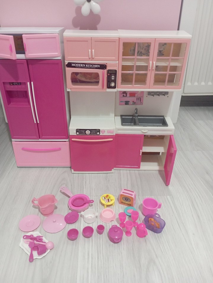 Pembe Çocuk Oyuncak Mutfak Seti - Görsel 3