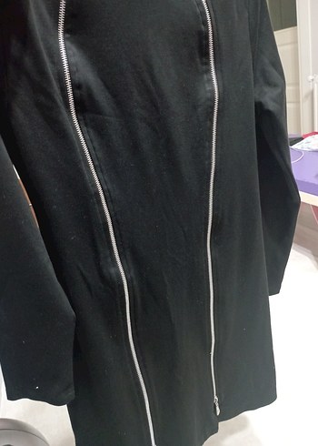 Siyah Fermuarlı Uzun Kadın Elbise - Görsel 6