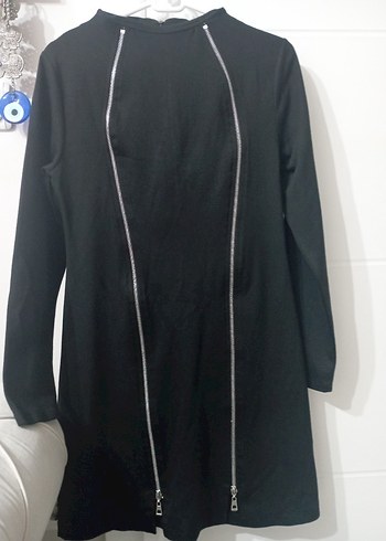 Siyah Fermuarlı Uzun Kadın Elbise - Görsel 3