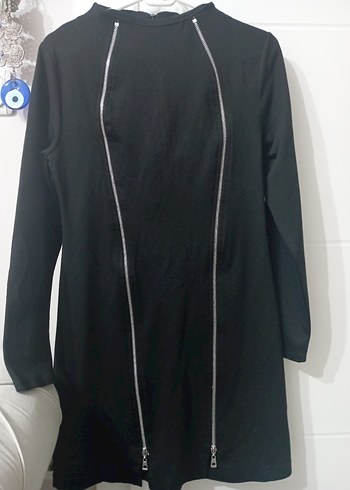 Siyah Fermuarlı Uzun Kadın Elbise - Görsel 2