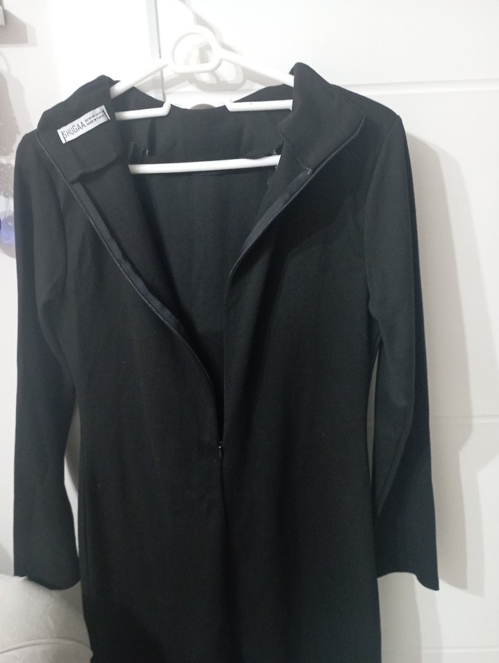 Siyah Fermuarlı Uzun Kadın Elbise - Görsel 5