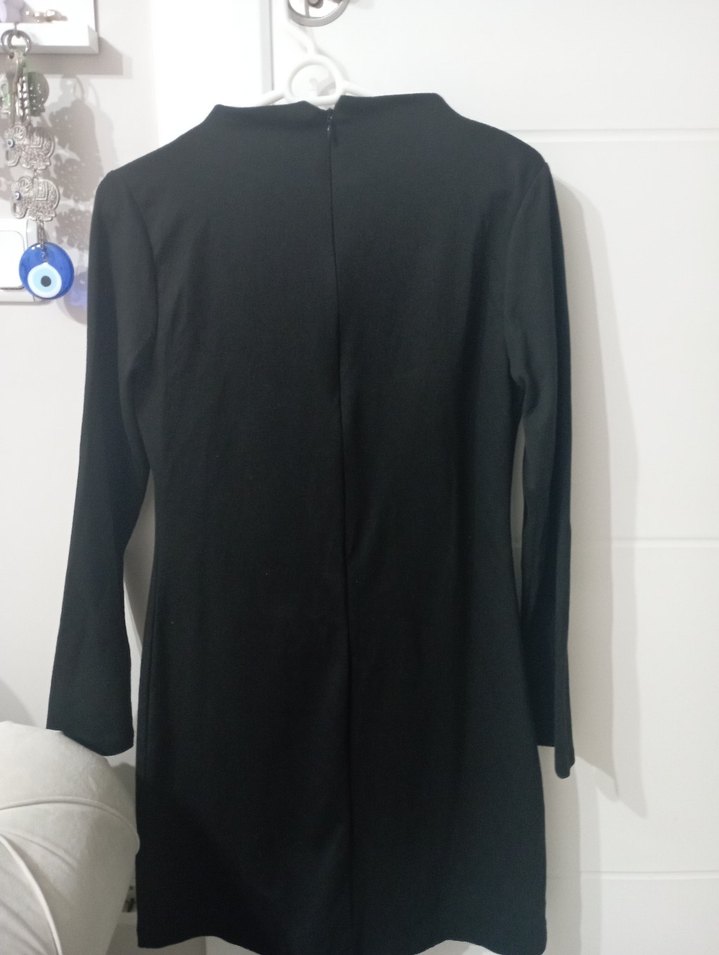 Siyah Fermuarlı Uzun Kadın Elbise - Görsel 4