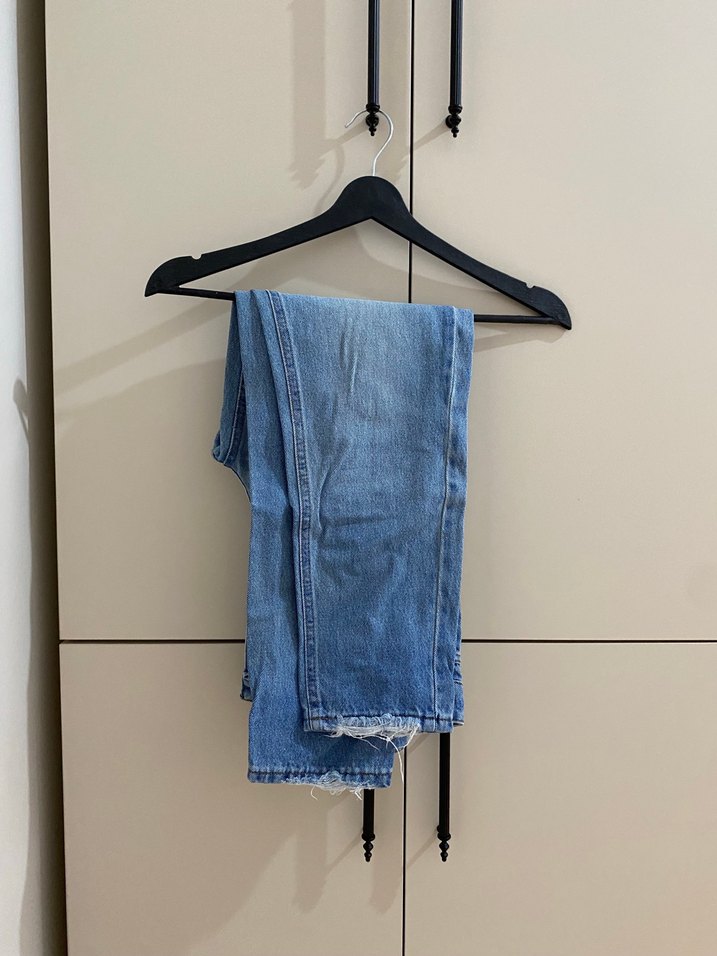 Bayan Mavi kot Denim mom Jean - Görsel 4