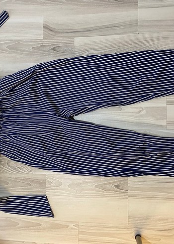 Lacivert Çizgili Pilili Kadın Pantolon - Görsel 2