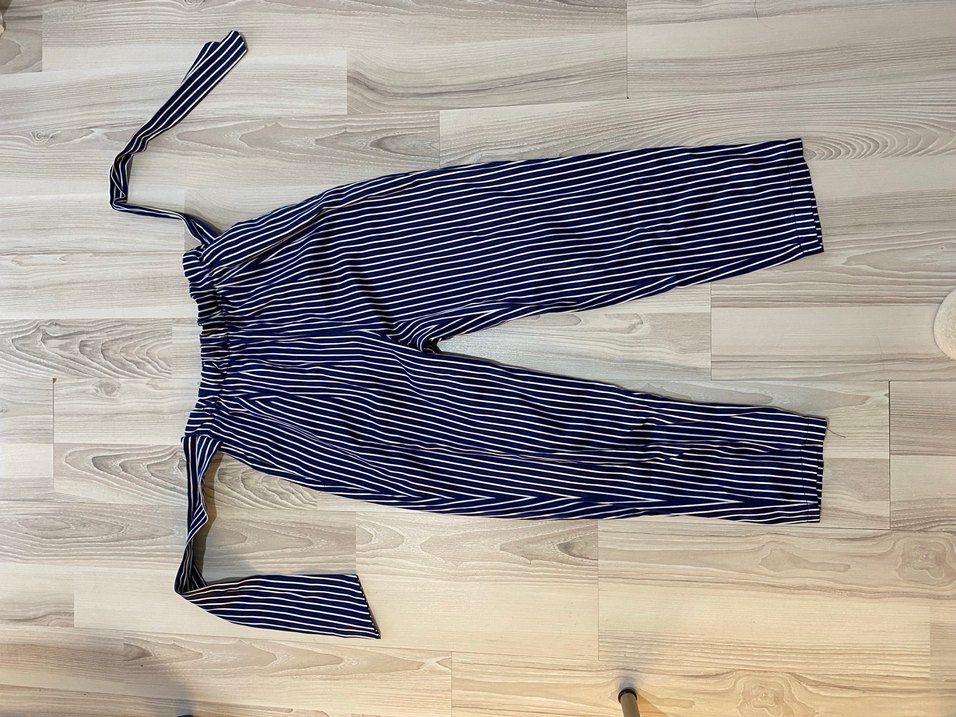 Lacivert Çizgili Pilili Kadın Pantolon - Görsel 2