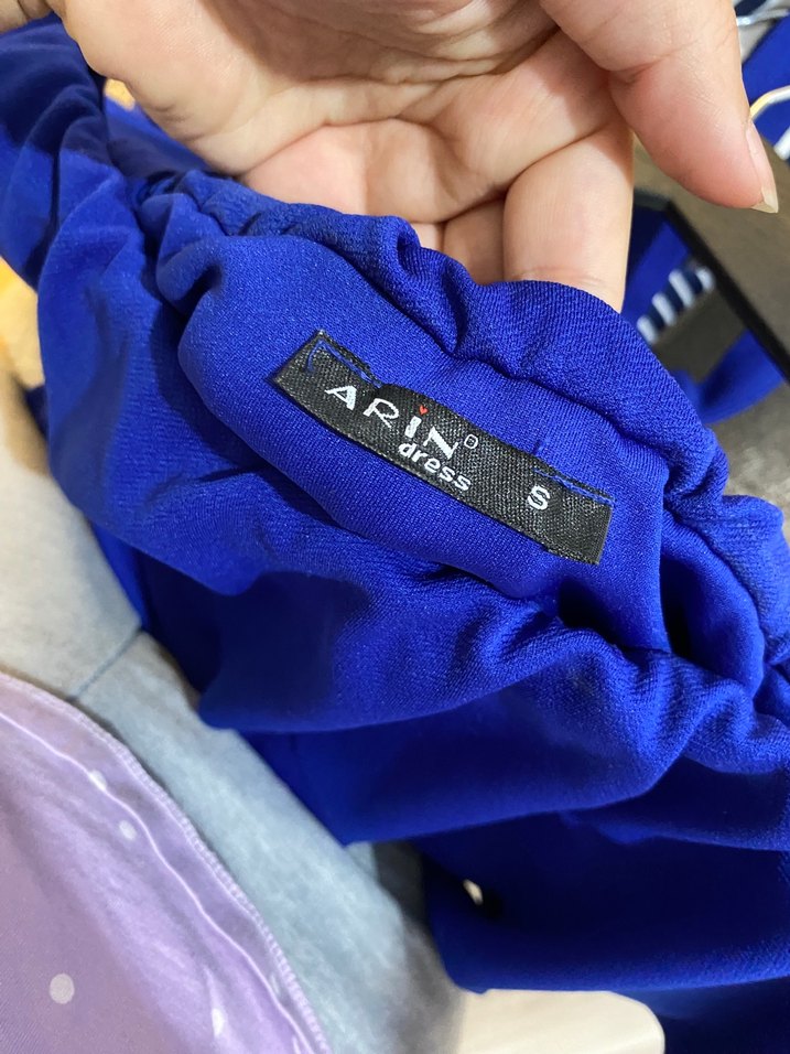 Saks Mavi Fırfırlı Kadın Abiye Elbise - Görsel 4