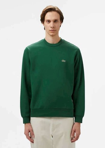 Lacoste Koyu Yesil Bisiklet Yaka Sweatshirt